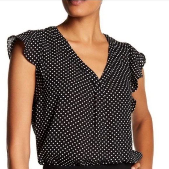 Philosophy Tops - Philosophy Flutter Sleeve Polka Dot Top